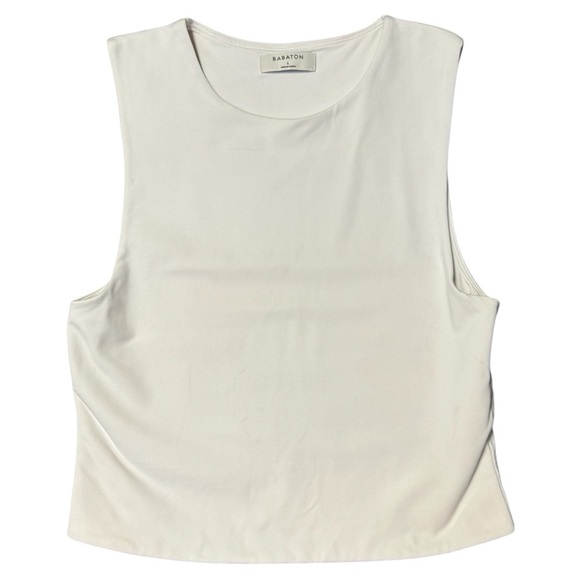 Babaton White Cropped Comfort Tank Women's Size L - Picture 2 of 11